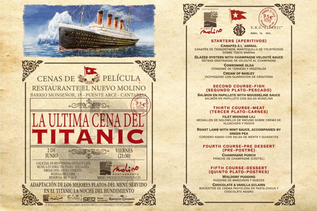 ¡Vive la Última Cena del Titanic en el Nuevo Molino!